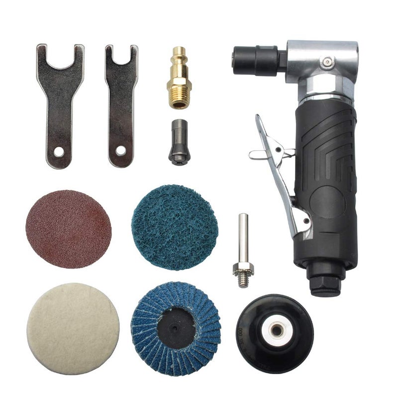 PROSHI 1/4 inch angle air die grinder with 4 pcs 2" roll lock sanding discs - Image 1
